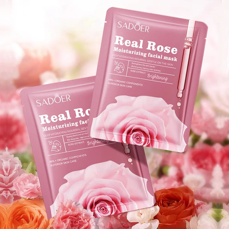 10pcs SADOER Fruit Floral Fragrance Face Mask Moisturizing Anti Wrinkle Hydrating Chamomile Facial Masks Skin Care