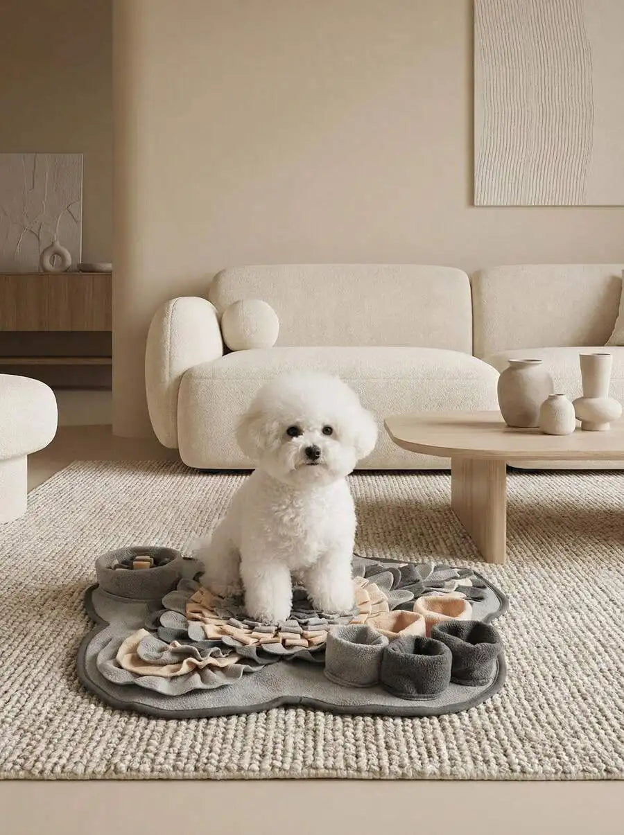 I YAN PETSIN flower-shaped pet sniffing mat for small and medium dogs, interactive nose work training pad with flower design