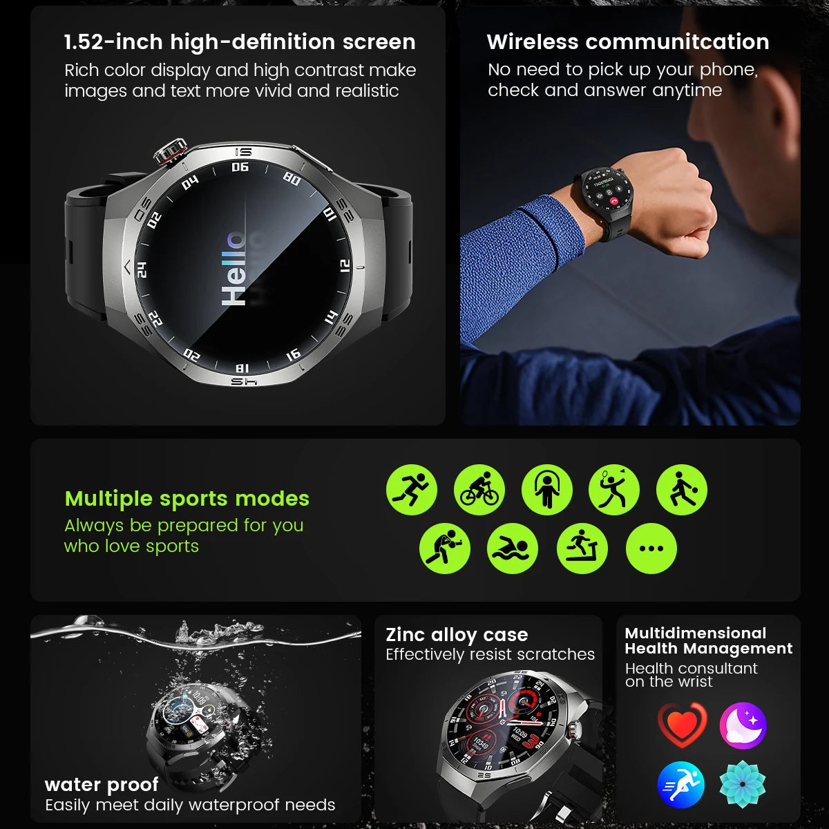 Android and ios Smart Watch Men AMOLED Screen GPS Motion trajectory Heart Rate Bluetooth Calls SmartWatch Waterproof