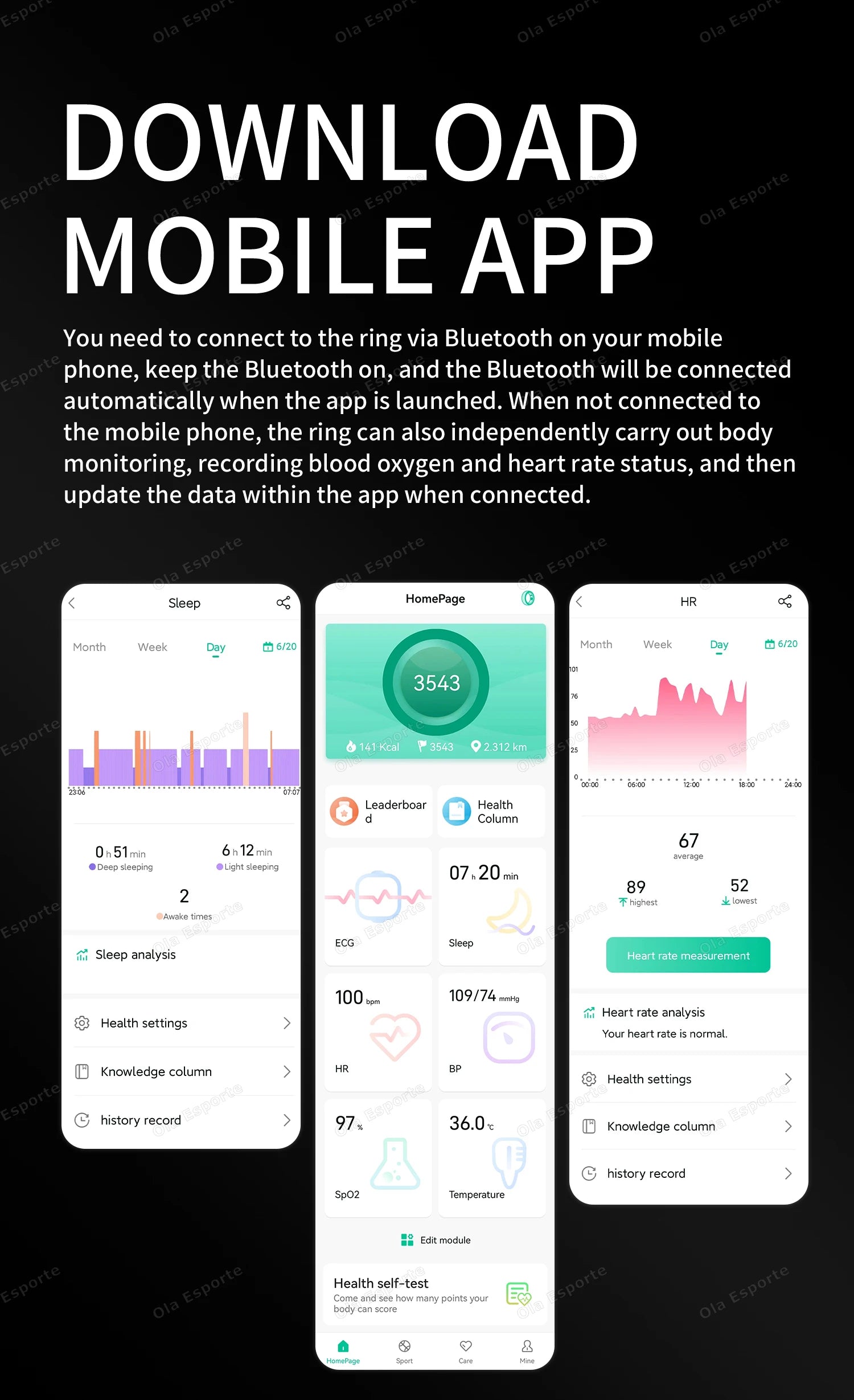 New Smart Ring ECG Detection Blood Pressure,Heart Rate Ring,Body Temperature Monitor Waterproof GPS Tracking Men Women Ring