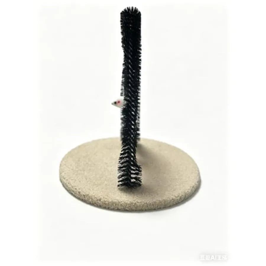 I YAN Cat Arch Grooming Brush with solid wood scratching post, mini mouse toy, and self-grooming features for pet scratching and fur care