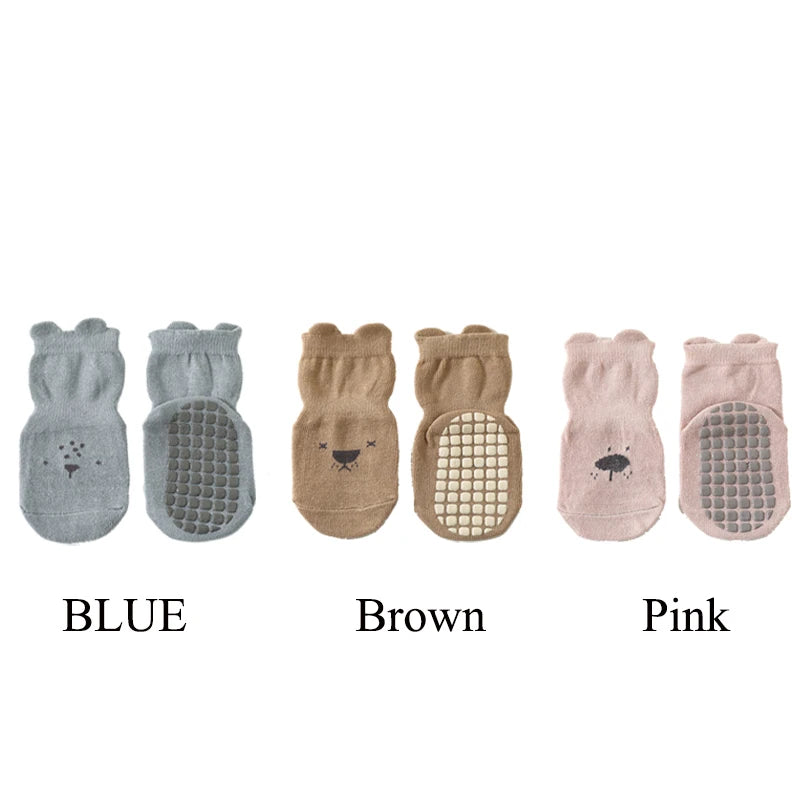 3 Pairs Cartoon Kids Infant Baby Anti-Slip Socks for Girls and Boys 4 Seasons Cotton Unisex Playground Floor Stockings