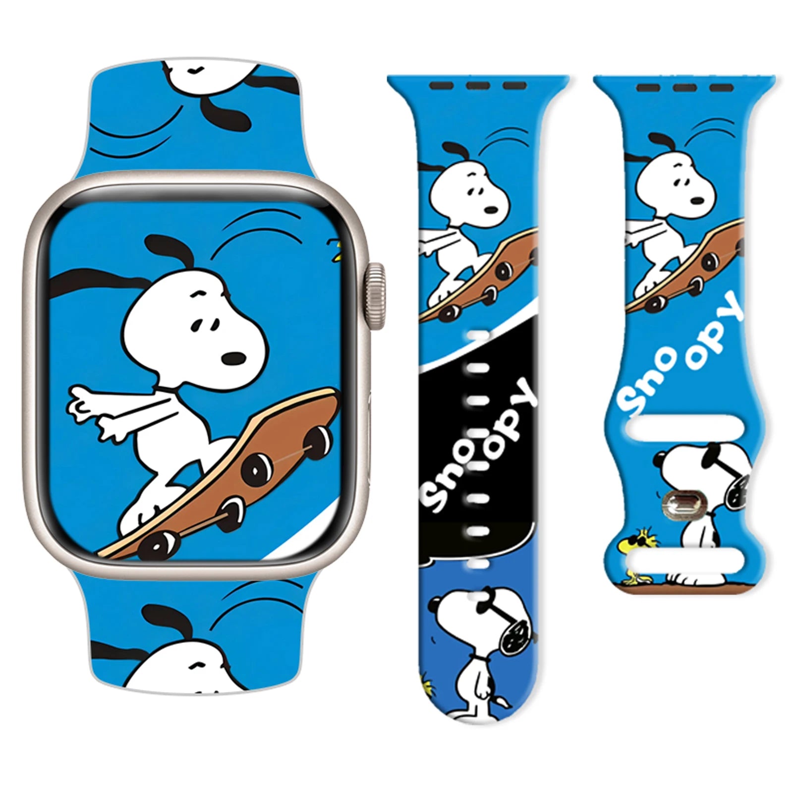 Beach Snoopy Printed Strap for Apple Watch 11 10 9 Silicone Band Replaceable Bracelet for iWatch 46mm 44mm 42mm 41mm Watchband