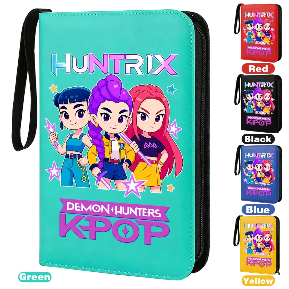 I YAN Demon Hunters card album binder with 400 pockets, PU zipper holder for collectible cards and stationery organization.