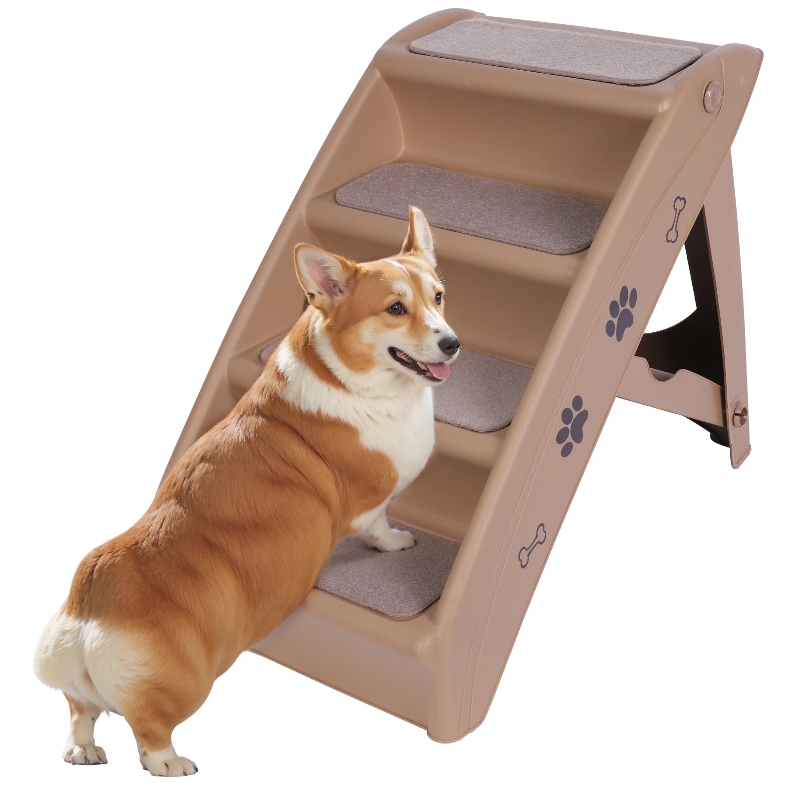 4-Step Pet Dog Stairs Folding Cat and Dog Steps Nonslip Dog Stairs Ramp Sofa Ladder Pet Furniture for High Bed Chair Couch Sofa