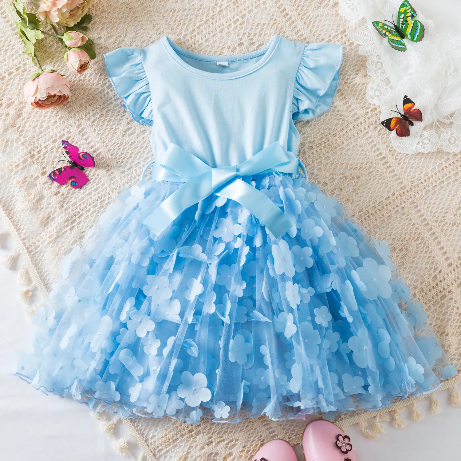 K-Pop Hunters Zoey Mira Rumi Summer Dress for Girls 2-6Y Bow Tutu Butterfly Kid's Princess Dress Elegant Wedding Party Dress