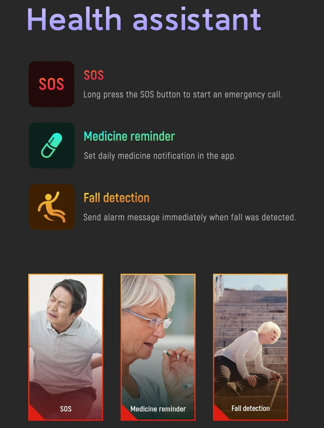 Smart Watch for Seniors & Kids S10 – Fall Detection SOS GPS 4G Heart Rate Monitoring Sim Card Footprint - I YAN