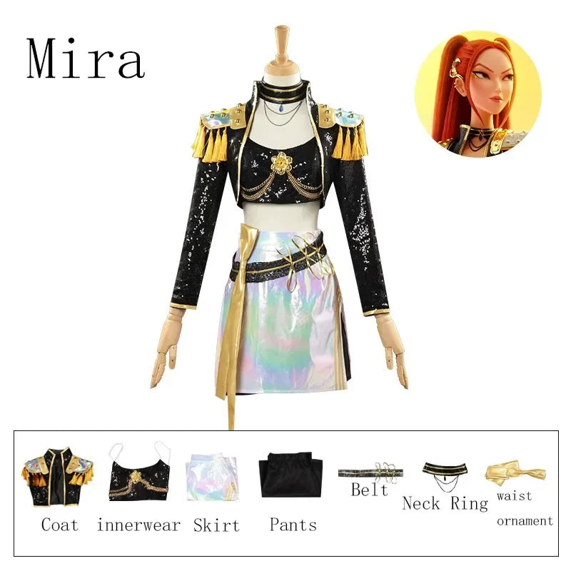 K-Pop Idol Zoey Rumi Mira Cosplay Costume Anime Movie Girl Uniform Outfit with Wig Role Halloween Carnival Party Dress Up Suit - I YAN