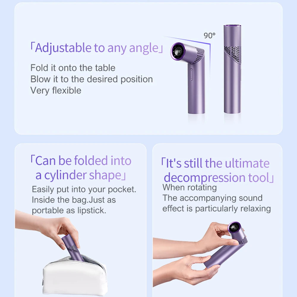 Foldable handheld small fan Outdoor mini high-speed with 199 levels portable USB charging foldable lipstick mini fan