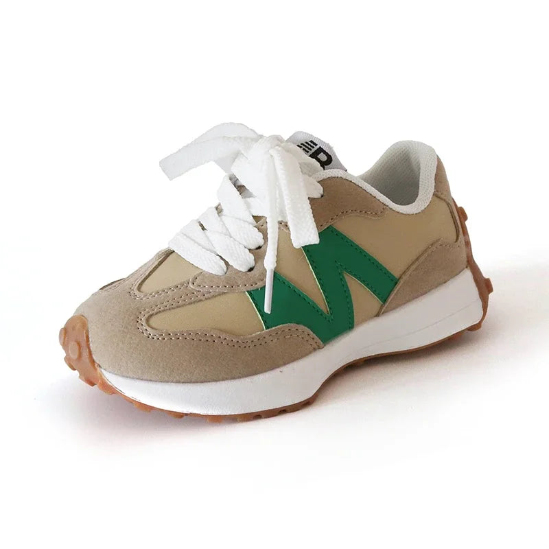 Children's Spring New Leather Upper Sneakers Kids Non-Slip Casual Shoes Boys Girls Soft Sole Students Tennis Toddler Sport Shoes