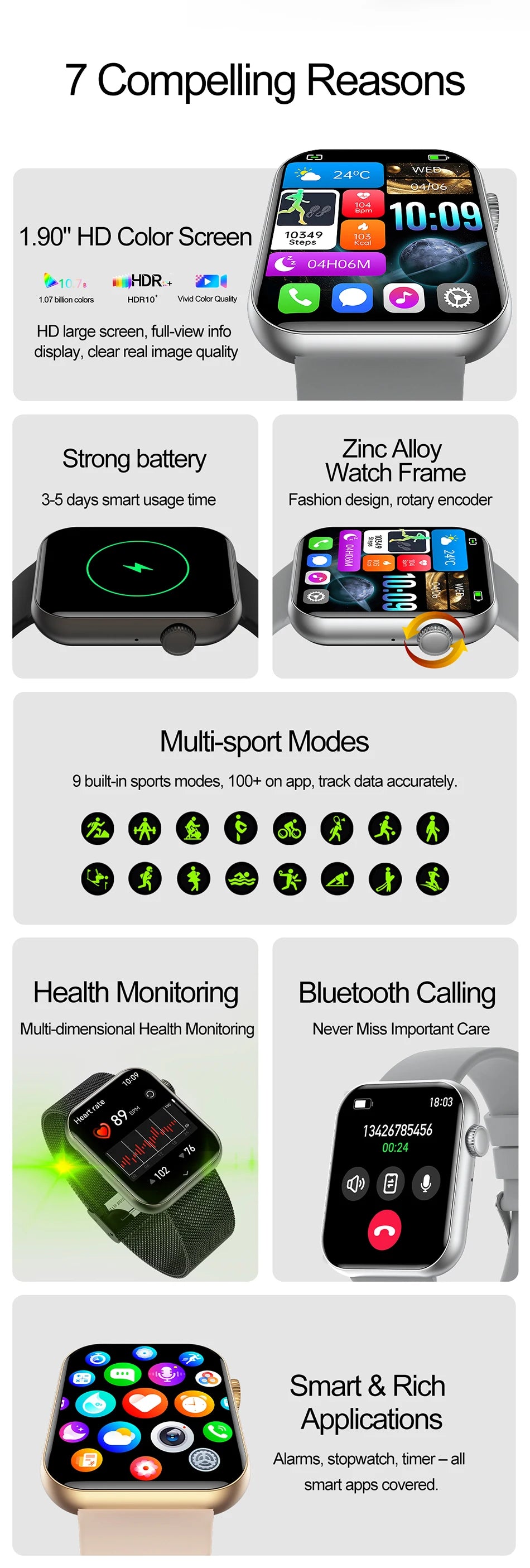 New Smart Watch Full Touch Screen Bluetooth Call AI Voice Heart Rate Waterproof Watches Sports Bracelet Smartwatch Women