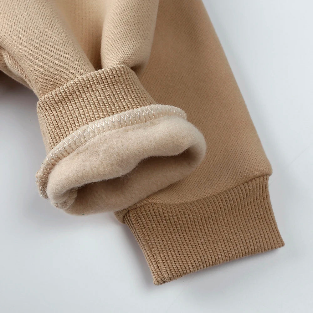 0-24M Christmas Baby Rompers Sets Infant Embroidery Cartoon Thicken Fleece Jumpsuit with Hat Long Sleeve Onesie Newborn Clothes