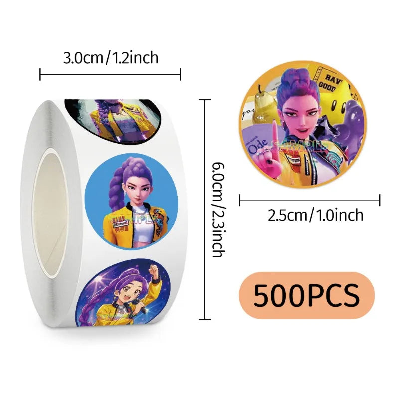 500Pcs Tiger Theme Anime KPop Stickers Roll DIY Waterproof Decals for Scrapbook Phone Luggage Skateboard Laptop Decor