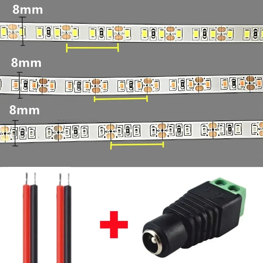 120LEDs/m DC12V 24V Home Lamp Strip 2835 LED Strip Decor Red Ice Blue Green Yellow Pink Flexible And Cuttable 2835 Soft Lamp Bar