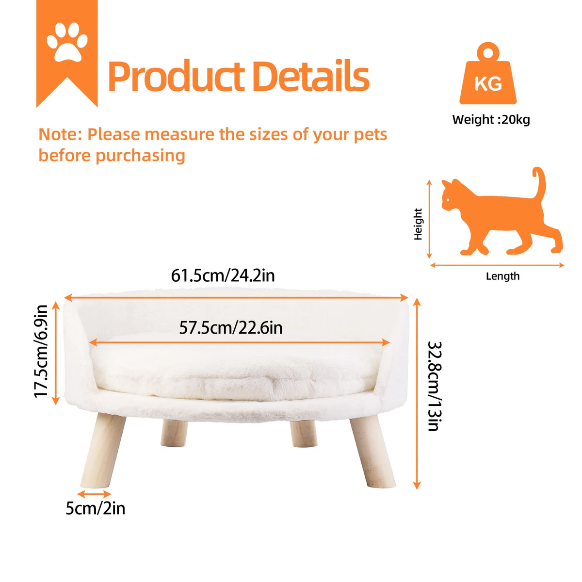Small raised pet sofa bed by I YAN with removable cushion, cozy sleep house for cats and small dogs, in a compact design.