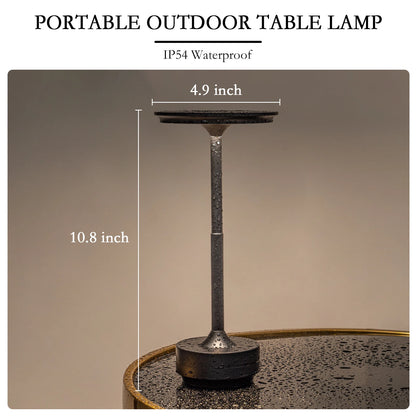 Rechargeable wireless LED table lamp with touch sensor, ideal for bedside, restaurant, hotel, or bar decor lighting.