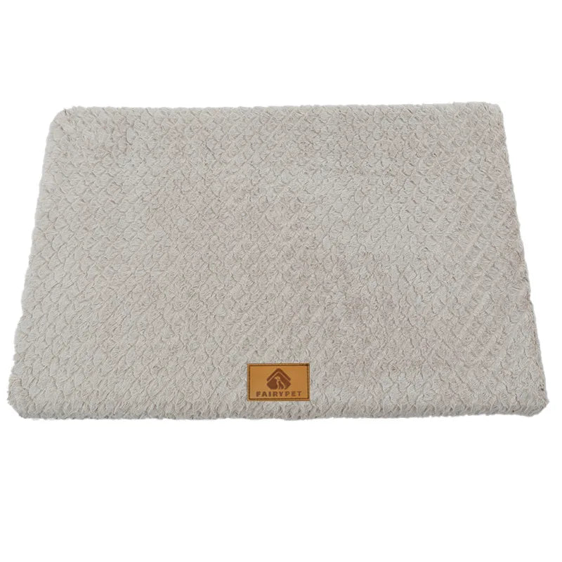 I YAN 3D foam orthopedic dog bed with washable faux fur cover, waterproof, anti-slip, available in M to XXL sizes