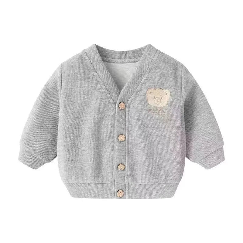 Autumn Winter Baby Knitted Cardigan Sweater Cartoon Bear Long Sleeved Tops Kids Clothes Children Jacket Toddler Warm Coat 3-24M
