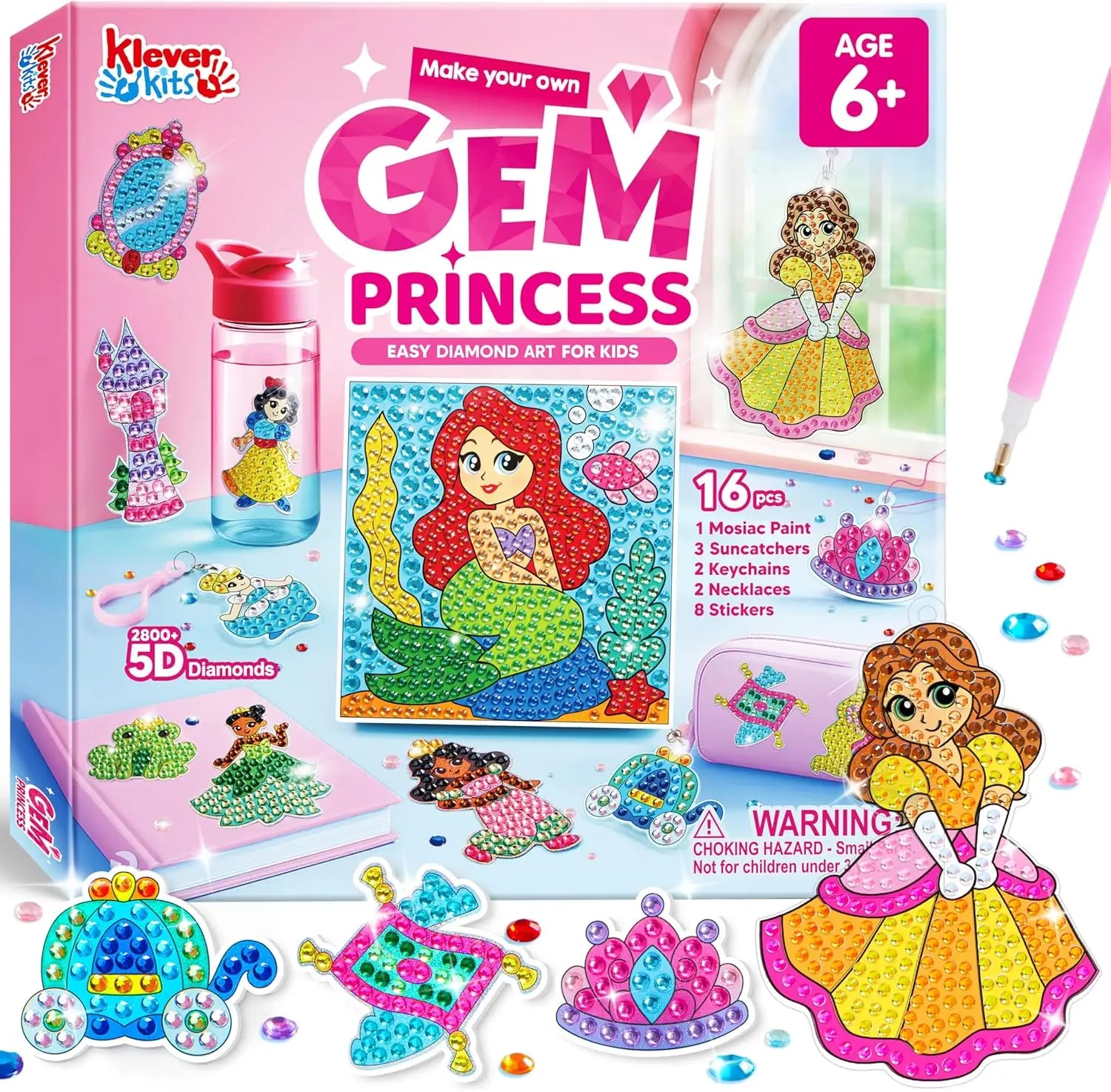JOYFY 16 projects gem painting kit for kids by I YAN, featuring colorful 5D gems for girls ages 6-12, craft activity set.