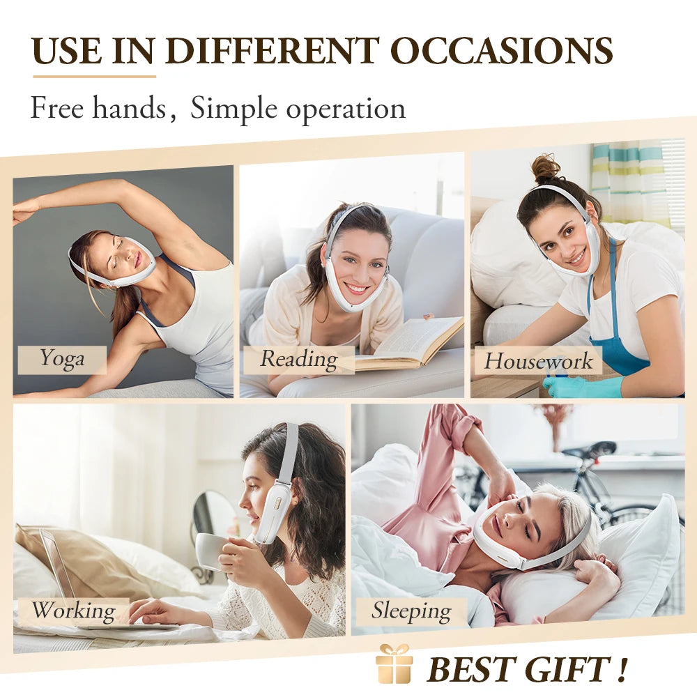 ANLAN V-Face Lifting Beauty Device 4-pole Double Chin Remove EMS Facial Slimming Red/Blue Light Heat Massage Face Lift Machine
