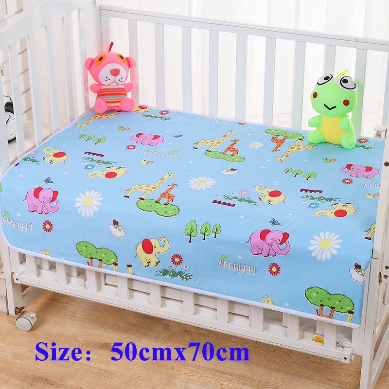 Waterproof baby changing pad cover by I YAN, reusable bed pad and travel mattress protector for infants and toddlers.