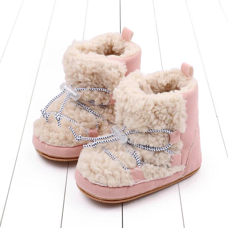 Winter Cute Baby Girls Boys Snow Booties Fashion Design High Quality Non-slip Casual Shoes Coral Velvet Prewalker Shoes BMB3119