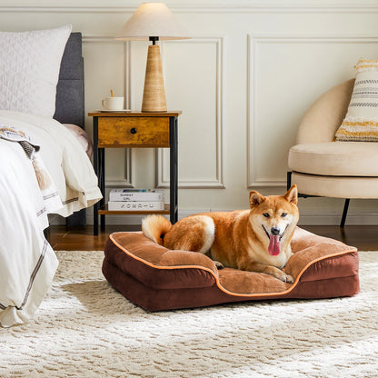 I YAN JHK orthopedic dog bed with memory foam, washable cover, non-slip base, waterproof liner, suitable for small dogs and cats.