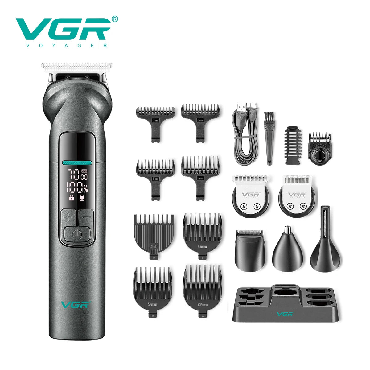 VGR 6-in-1 Multi functional Hair Trimming Set Men's Hair Clipper Shaver Ear and Nose Hair Private Hair Removal Device V-096