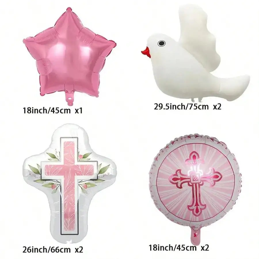 5pcs/7pcs Blue Pink Cross Dove Star First Communion First Communion Baptism Party Christening Confirmation Party Mi Bautizo