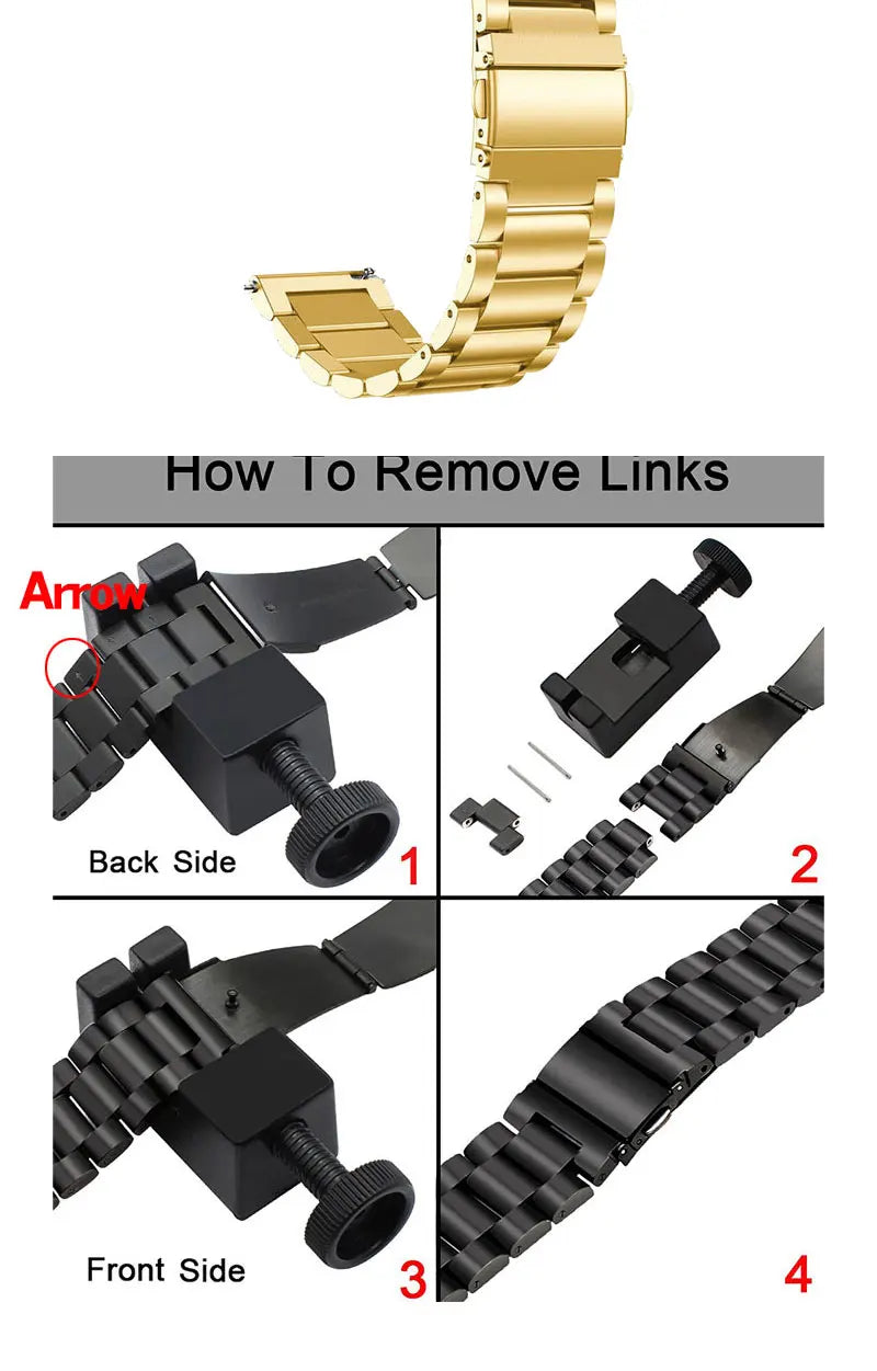20mm 22mm WatchBand For Amazfit Active/GTS 2/3/4 Mini Strap GTR 2/3/4 42 47mm stainless steel Bracelet For Amazfit Bip 3 5 Band