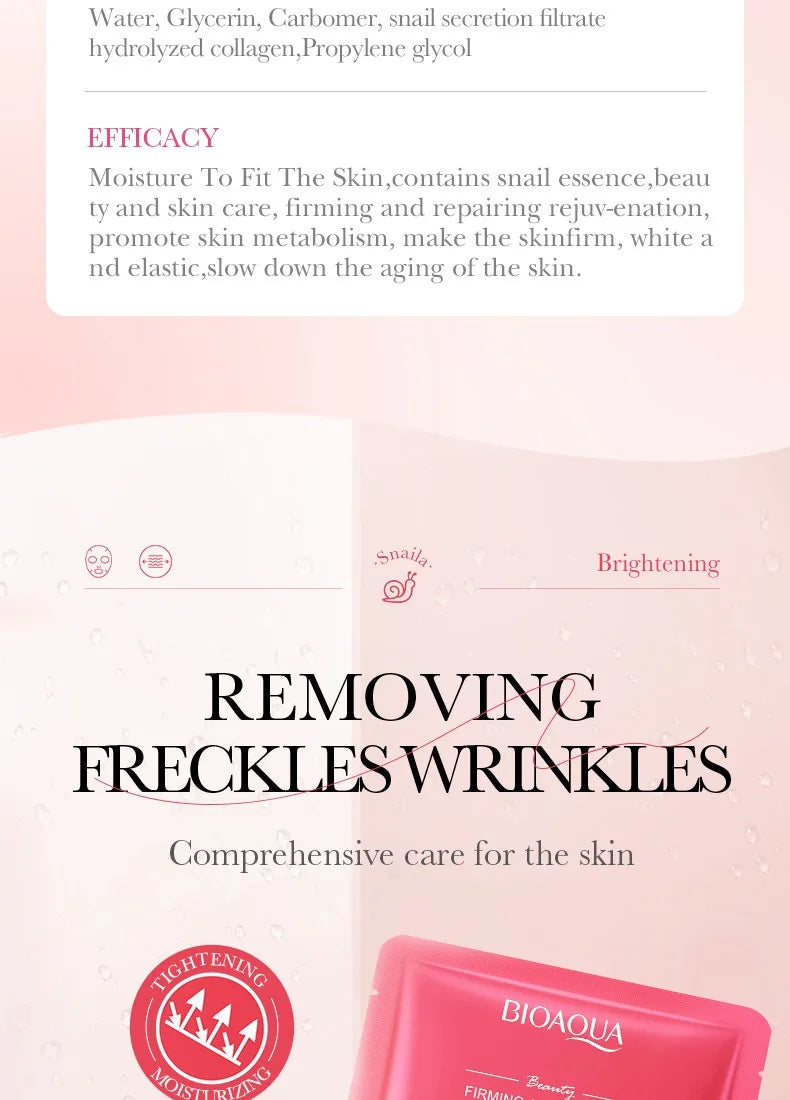 5/10 PCS Korean Snail Mucin Sheet Mask Hydrating Repair Brightening Anti-Aging Wrinkle Moisturizing Gel Face Mask for All Skin