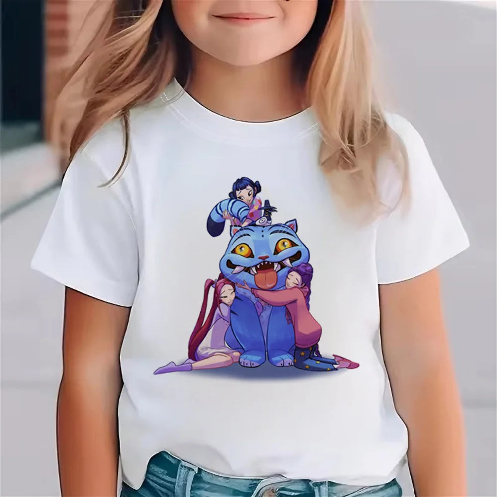 Fashion Movie Kids T-shirt KPop Demon Hunters  Funny Gift for Fans Tshirt K-Pop Demon Hunters Clothes Cool Girls Tee Top
