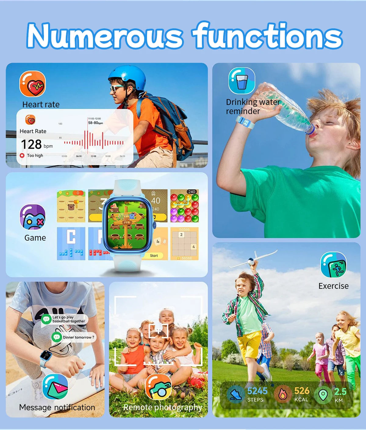 2026 Children's Smart Watch Multiple Learning Modes – Early Education Health Monitor LED Flashlight IP68 Waterproof - I YAN
