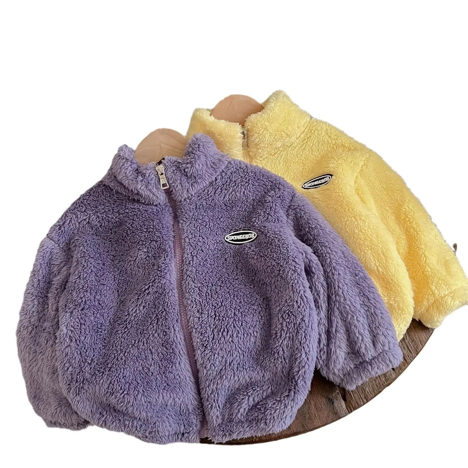 Jackets & Coats Kids Flannel Jacket Autumn Winter Boys Girl Casual Simple Coat Colorful  Lined Top Solid Color Children Clothing