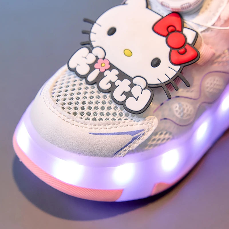 Hello Kitty Children's In-line Skating Shoes Four-Wheel Design Adjustable Roller Blades for Boys Girls Sports Footwear Sneakers