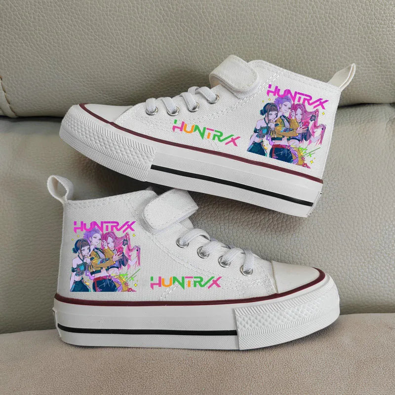 Children Casual Sneakers Girls' High-Top Canvas Shoes KPop Demon Hunters New Student Running Kids basket Shoes Rumi Tennis Shoes