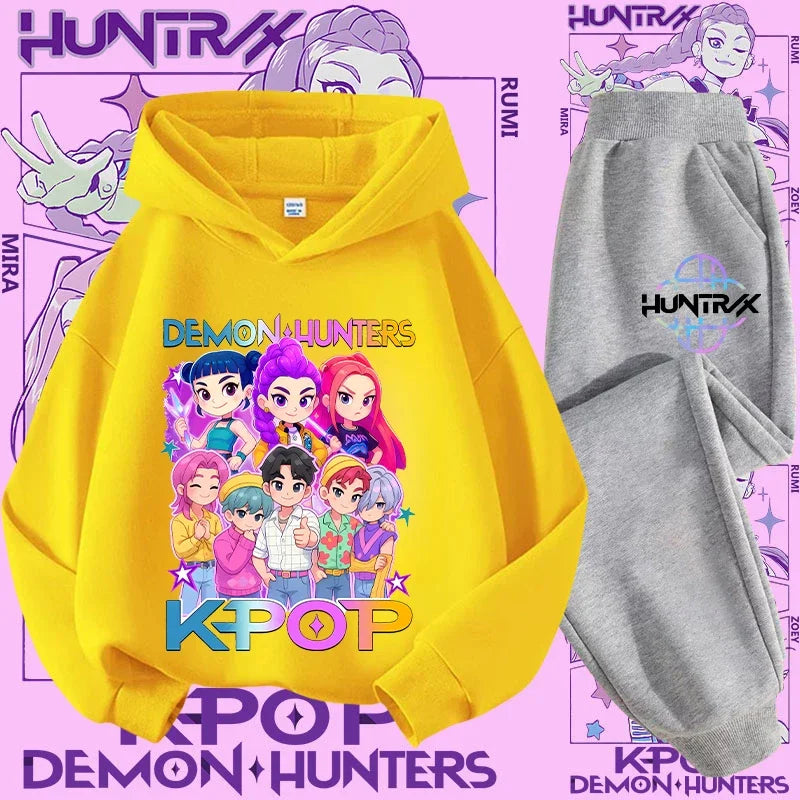 K-Pop Devil Hunter Kids Tracksuit Set – Soft Breathable Hoodie & Pants Girls & Boys Ages 4-13 - I YAN