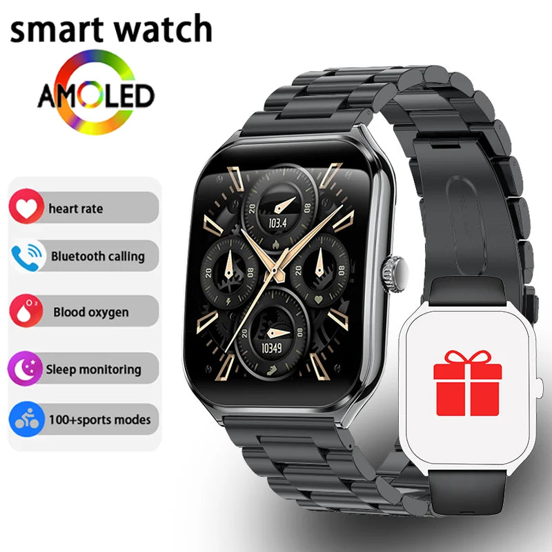 New Ultra Thin Smart Watch men 1.96" AMOLED HD Pixel Display Always Show Time BT Call Reminder Smartwatch Ladies For Android iOS