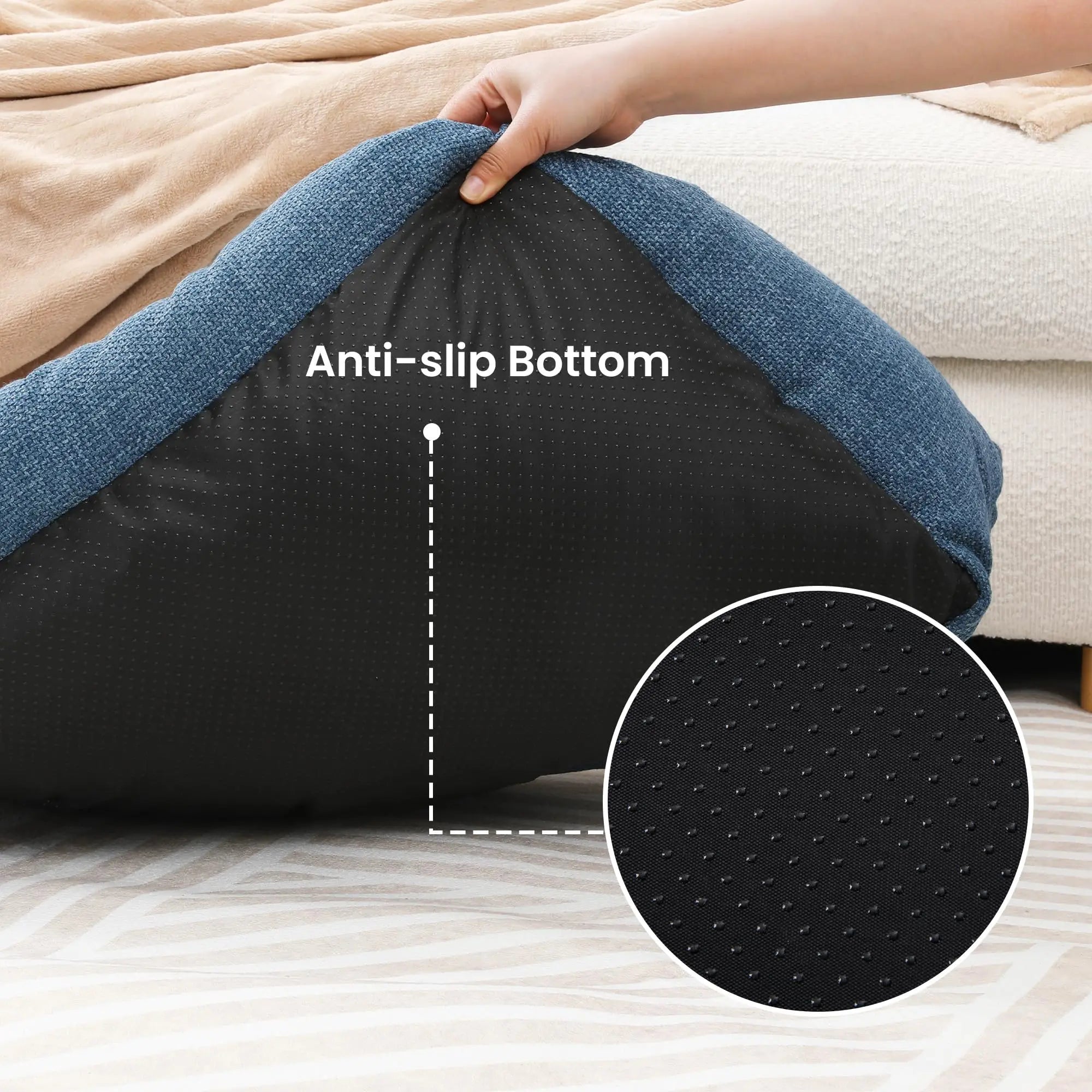 Small Dog Bed with Anti-Slip Bottom, Cat Bed with Removable Washable Cover, Plush Pet Bed for Dogs and Cats, Cute Dog Pillow Bed, Calming Cat Couch Bed for Indoor, Outdoor, Blue