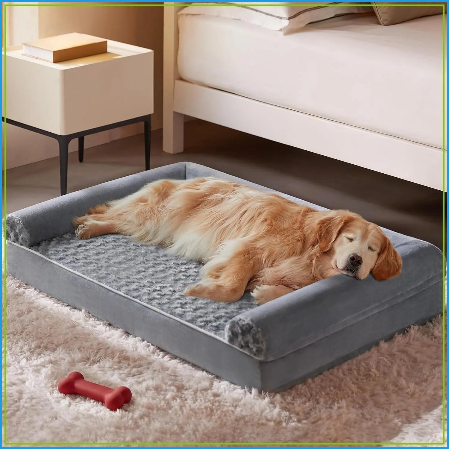 Orthopedic Washable Dog Bed Large, Waterproof Sofa Couch with Removable Cover for Senior Dogs Comfy Sleeping