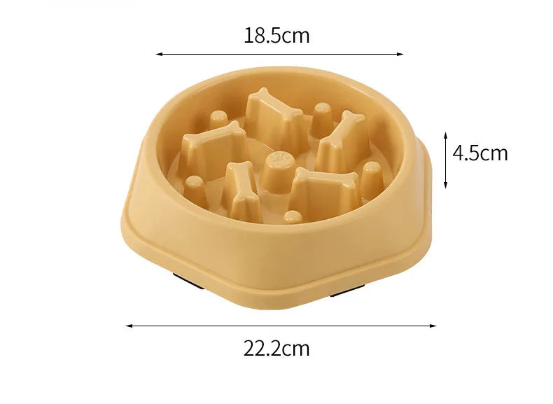 I YAN pet slow food bowl for cats and dogs, round, non-slip, thickened, anti-choking, in multiple colors with fun shapes
