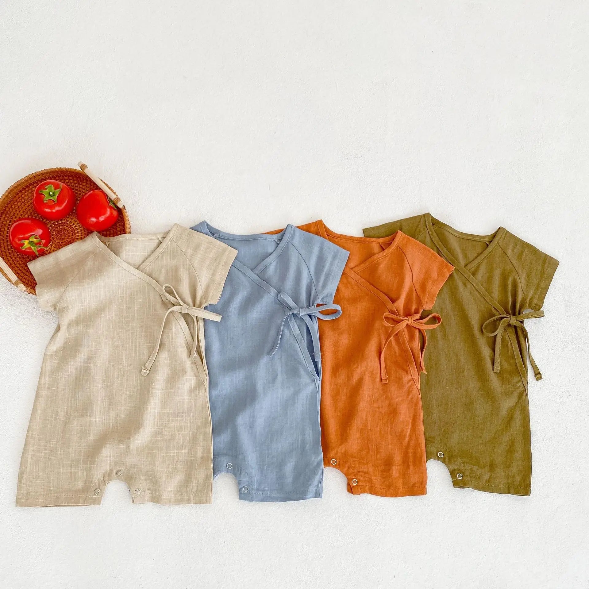 Baby Linen Cotton Romper – Summer Bodysuit for Newborns & Toddlers (0–24 Months) - I YAN