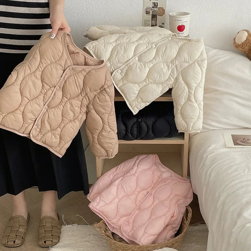 5035 Children's Clothes 2024 Winter Cotton Liner Short Boy's Cotton-padded Jacket All Match Baby Girl's Cotton Down Coat