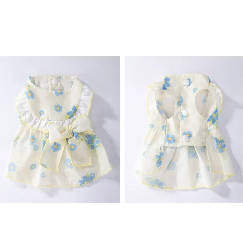 Dog Princess Dress Cute Pet Dog Mesh Dress Kitten Puppy Pet Skirt Dog Summer Dress Bow Lace Korean Poodle Chihuahua Dog Clothes