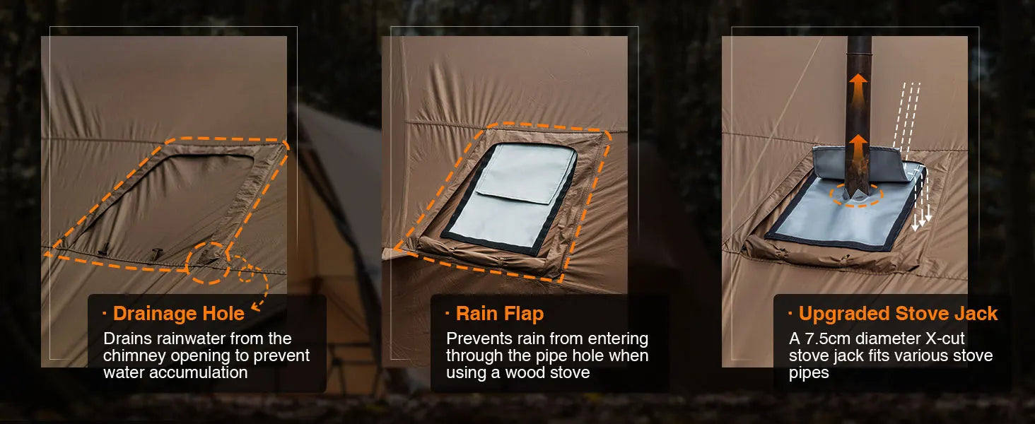 Onetigris ASH Hammock Canopy 4 Person Camping Hot Tent with Stove Jack 4 Season Waterproof Windproof for Survivalist Hiking