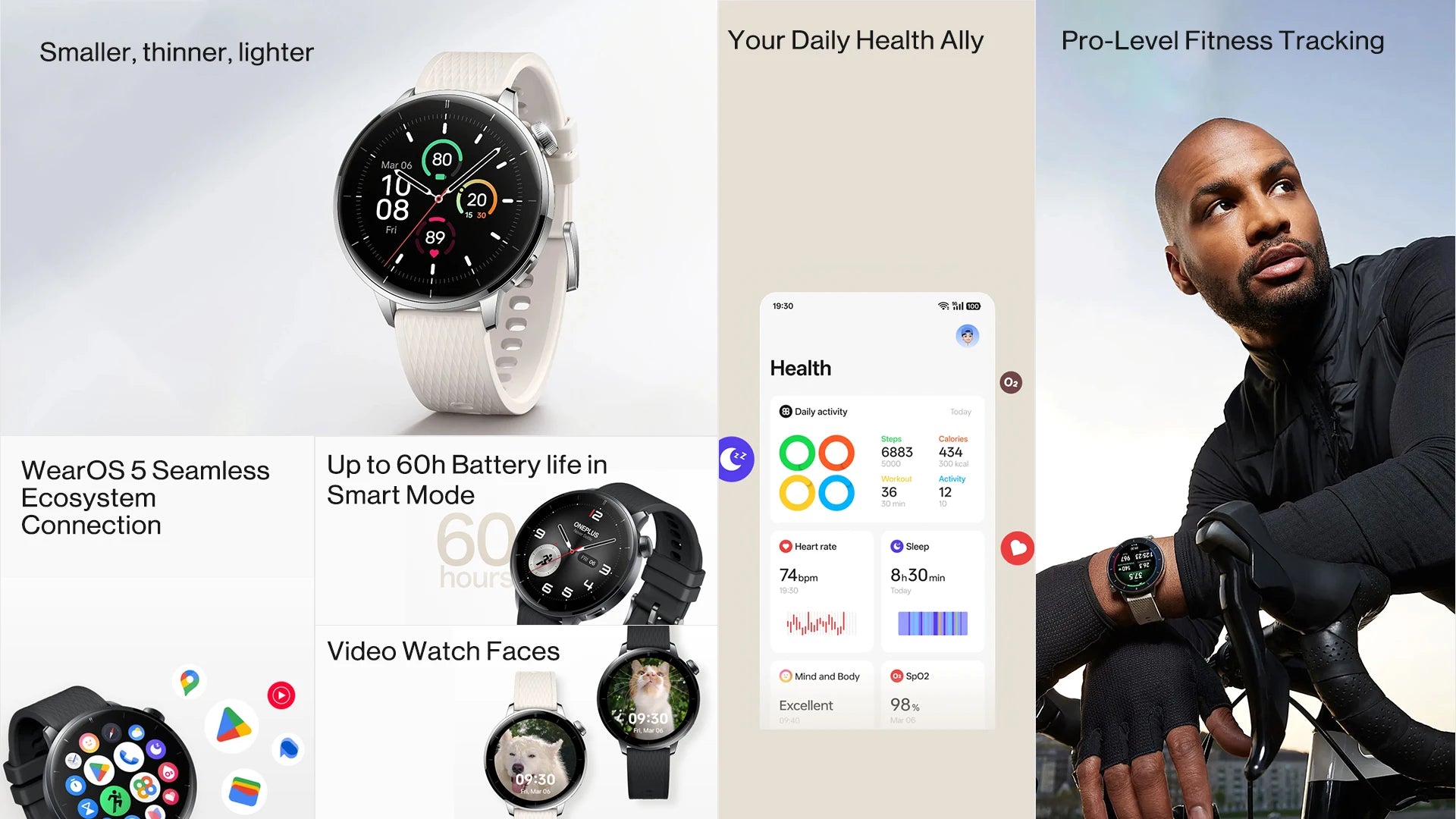 OnePlus Watch 3 43mm Global Version Smart Watch 1.32" AMOLED Display Up to 60h Battery Life Wear OS by Google GPS NFC