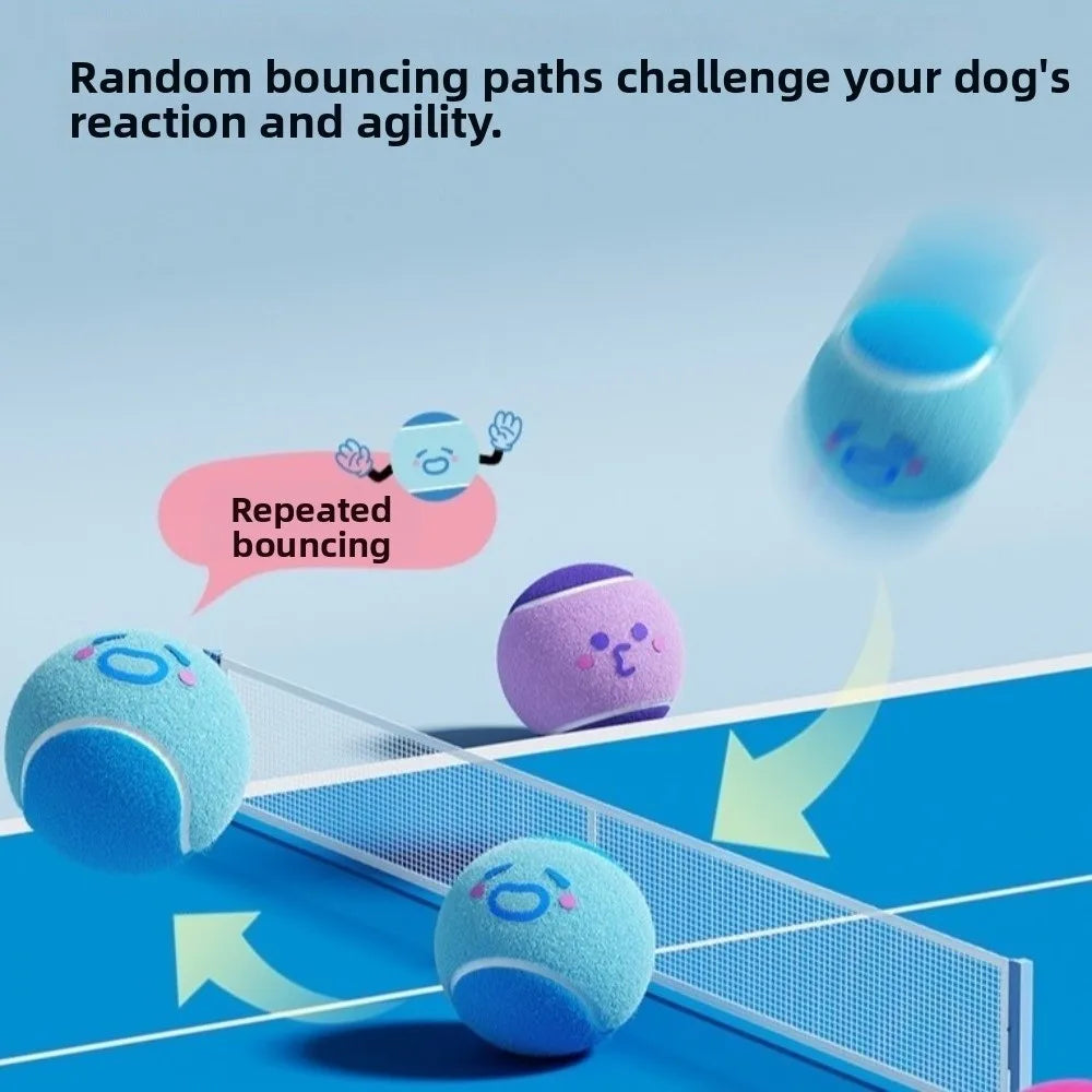 3 pieces Elastic Pet Tennis Ball Eco Friendly Color Blocked Dog Chew Toy Squeaky Sound Cartoon Pattern Pet Bouncy Ball Training