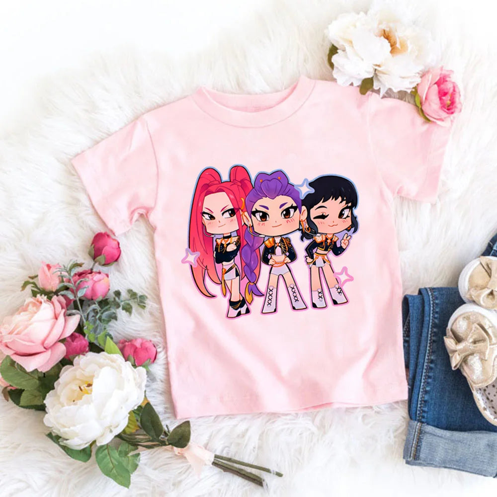 Fashion Movie Kids T-shirt KPop Demon Hunters  Funny Gift for Fans Tshirt K-Pop Demon Hunters Clothes Cool Girls Tee Top