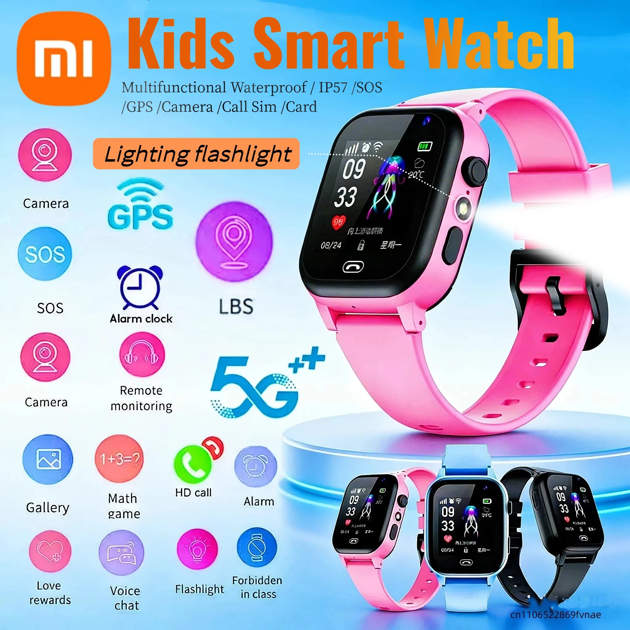 Kids Smart Watch 5G Multifunctional Waterproof IP57 SOS GPS Camera Call Sim Card Child Gifts Sport Watches Tracker 2026