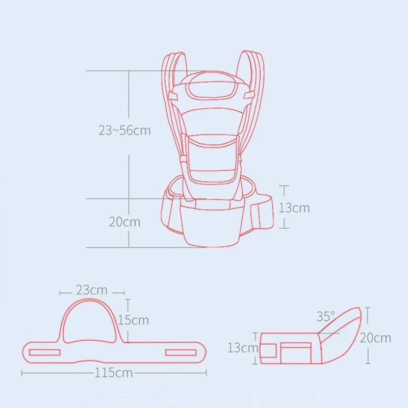 Newborn Ergonomic Baby Carrier Backpack with Hip Seat – Front Facing Kangaroo Wrap for Travel - I YAN